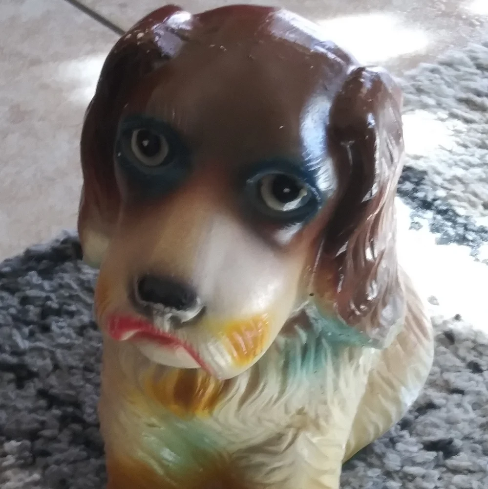 L@@K Vtg Chalkware Hound Spaniel Dog COIN Bank 1949 .hard to find.some scratches